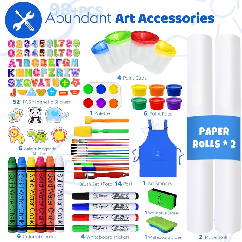 Joyooss Art Easel for Kids,Adjustable Standing Kids Easel with Magnetic Whteboard & Chalkboard,Magnetic Board for Kid Art Easel Kid with 2 Paper Rolls,Finger Paints,Letters & Numbers Magnets - Image 3